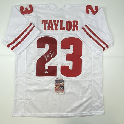 Autographed/Signed Jonathan Taylor Wisconsin White College Football Jersey JSA COA