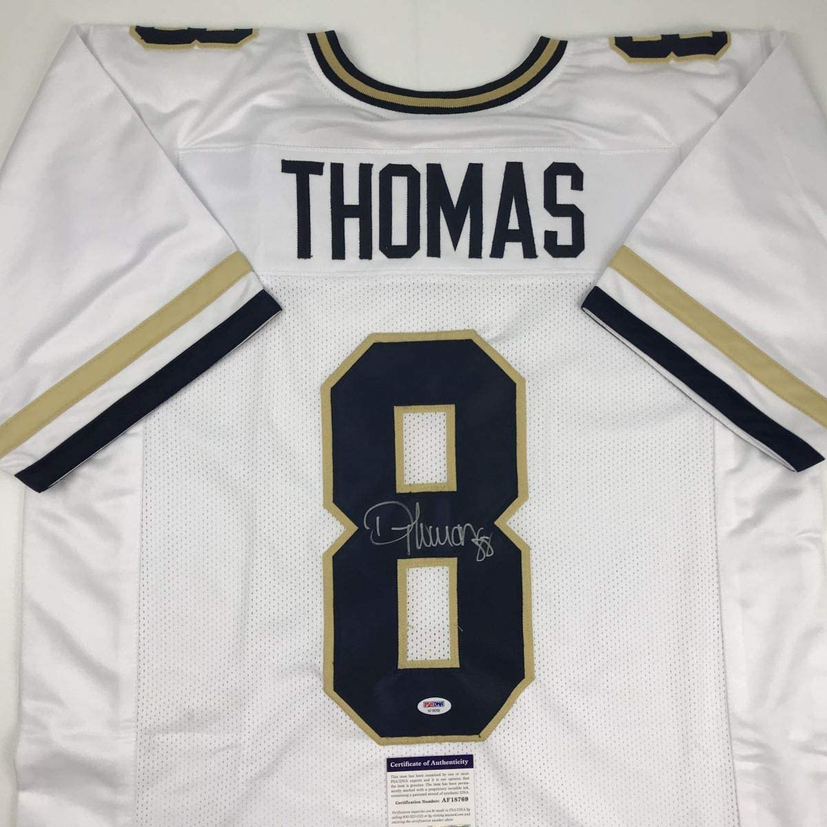 Autographed/Signed Demaryius Thomas Georgia Tech White College Football Jersey PSA/DNA COA