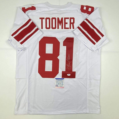 Autographed/Signed Amani Toomer New York White Football Jersey PSA/DNA COA
