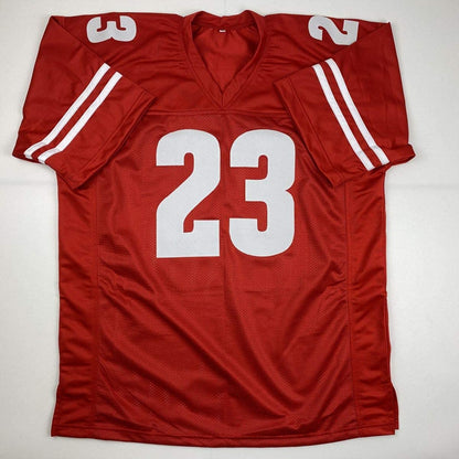 Autographed/Signed Jonathan Taylor Inscribed Wisconsin Red College Football Jersey JSA COA