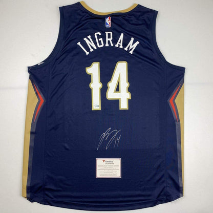 Autographed/Signed Brandon Ingram New Orleans Blue Basketball Jersey Fanatics COA