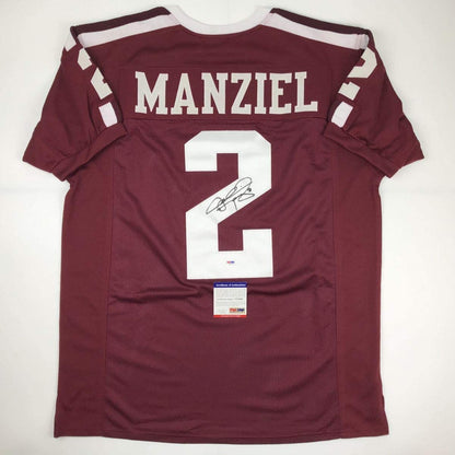 Autographed/Signed Johnny Manziel Texas A&M Maroon College Football Jersey PSA/DNA COA