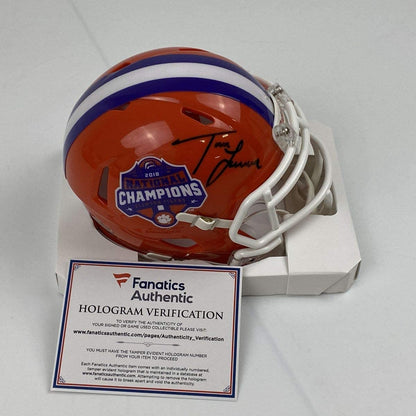 Autographed/Signed Trevor Lawrence Clemson Tigers 2018 National Champions Mini College Football Helmet Fanatics COA