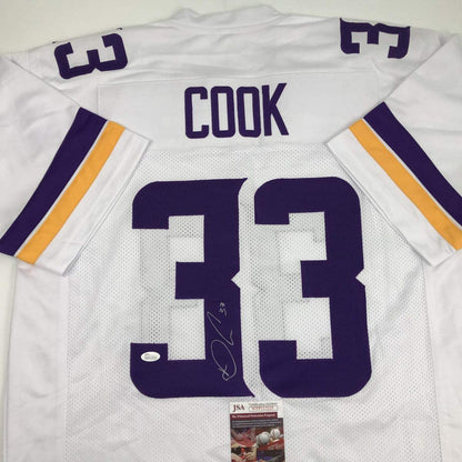 Autographed/Signed Dalvin Cook Minnesota White Football Jersey JSA COA