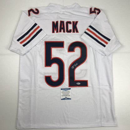Autographed/Signed Khalil Mack Chicago White Football Jersey Beckett BAS COA