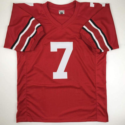 Autographed/Signed Dwayne Haskins Jr. Ohio State Red College Football Jersey JSA COA