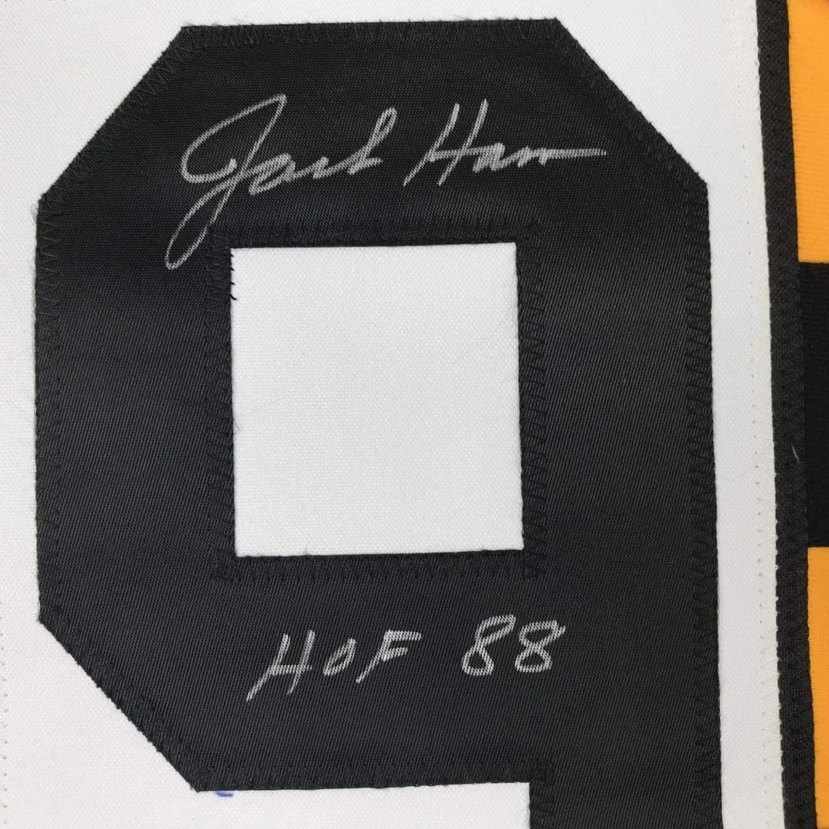 Autographed/Signed Jack Ham HOF 88 Pittsburgh Bumble Bee Football Jersey JSA COA
