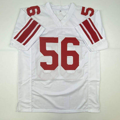 Autographed/Signed Lawrence Taylor New York White Football Jersey Beckett BAS COA