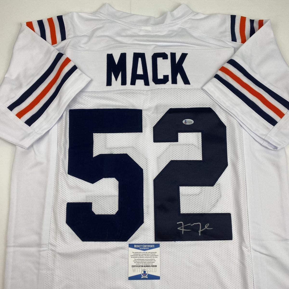 Autographed/Signed Khalil Mack Chicago Retro White Football Jersey Beckett BAS COA