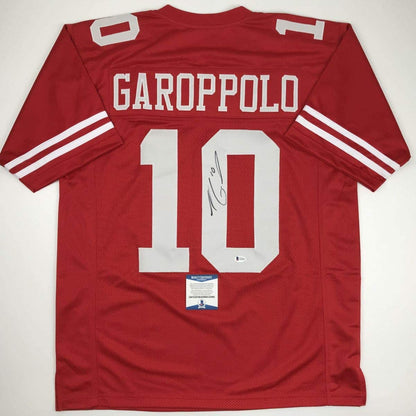 Autographed/Signed Jimmy Garoppolo San Francisco Red Football Jersey Beckett BAS COA