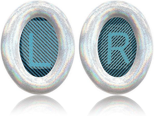 Professional Ear Pads for Bose QC35 ii QC25 QC2 QC15 Ae2 Ae2i Ae2w SoundTrue & SoundLink(Over-Ear), Memory Foam & Stylish Fabric, Durable Ear Cushions for Extra Soft, by Krone Kalpasmos-Shining White