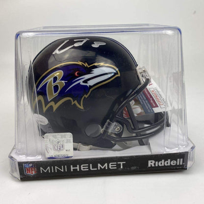 Autographed/Signed Lamar Jackson Baltimore Ravens Football Mini Helmet JSA COA