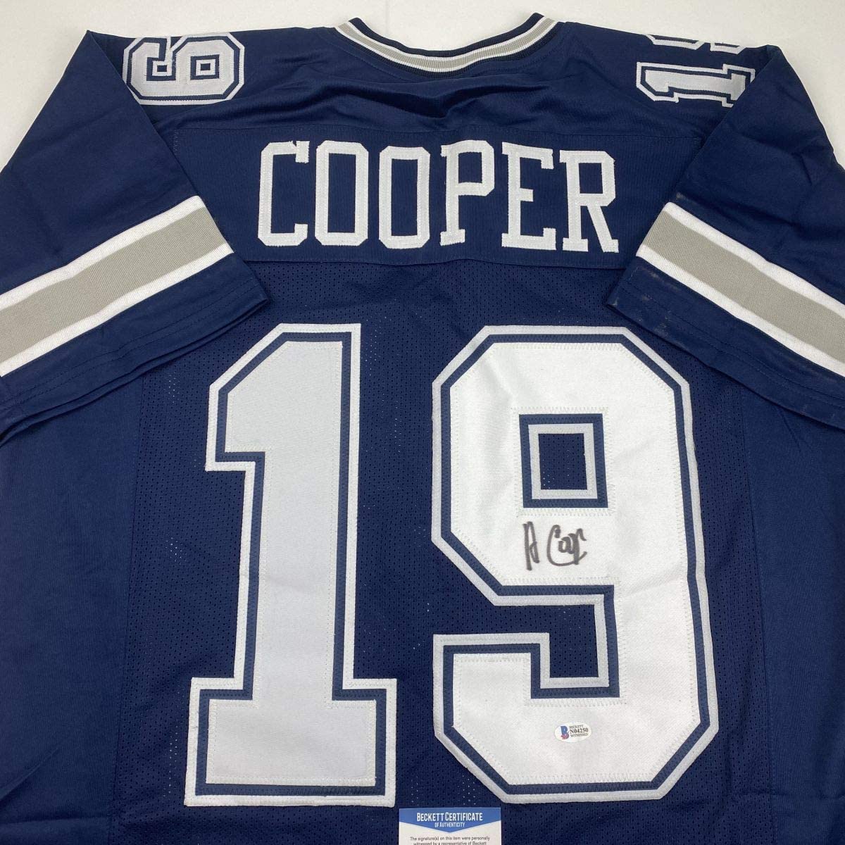 Autographed/Signed Amari Cooper Dallas Dark Blue Football Jersey Beckett BAS COA