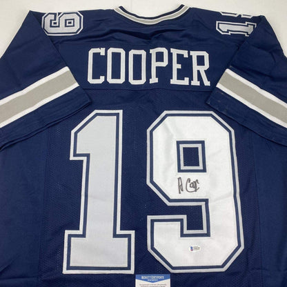 Autographed/Signed Amari Cooper Dallas Dark Blue Football Jersey Beckett BAS COA