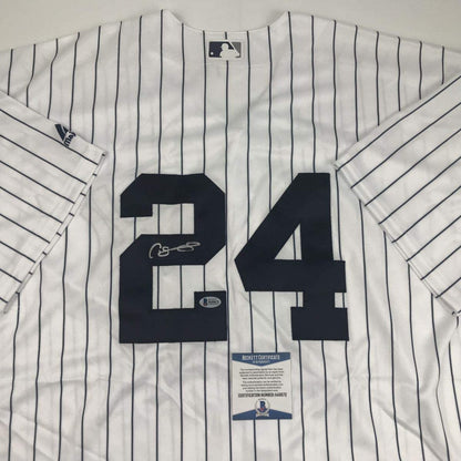 Autographed/Signed Gary Sanchez New York Pinstripe Baseball Jersey Beckett BAS COA