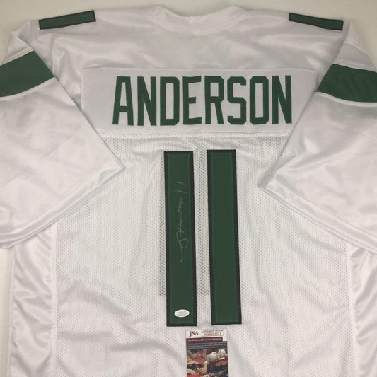 Autographed/Signed Robby Anderson New York 2019 White Football Jersey JSA COA
