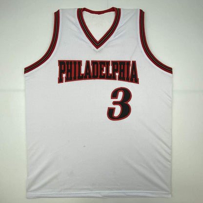 Autographed/Signed Allen Iverson Philadelphia White Basketball Jersey PSA/DNA COA