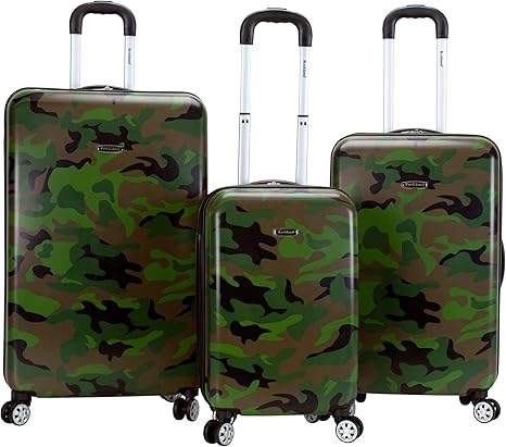 Rockland Safari Hardside Spinner Wheel Luggage, CAMO, 3-Piece Set (20/24/28)