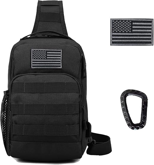 Valinov Tactical Shoulder Bag, Molle Shoulder Backpacks, Military Sling Daypack Backpack with USB Charging port