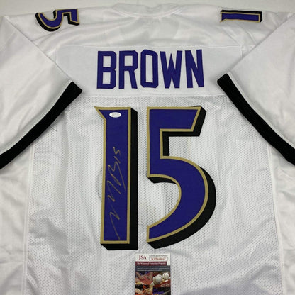 Autographed/Signed Marquise Brown Baltimore White Football Jersey JSA COA