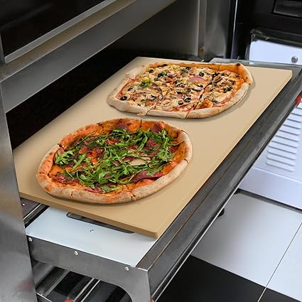 24"L x 18"W Extra Large Pizza Stone, Rectangular Pizza Grilling/Baking Stone Industrial Commercial Oven Stone, Ideal for Grilling Baking Several Pizzas Bread - Includes Scaper