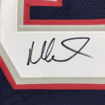 Autographed/Signed Mike Vrabel New England Blue Football Jersey Beckett BAS COA