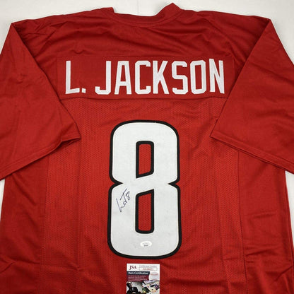 Autographed/Signed Lamar Jackson Louisville Red College Football Jersey JSA COA