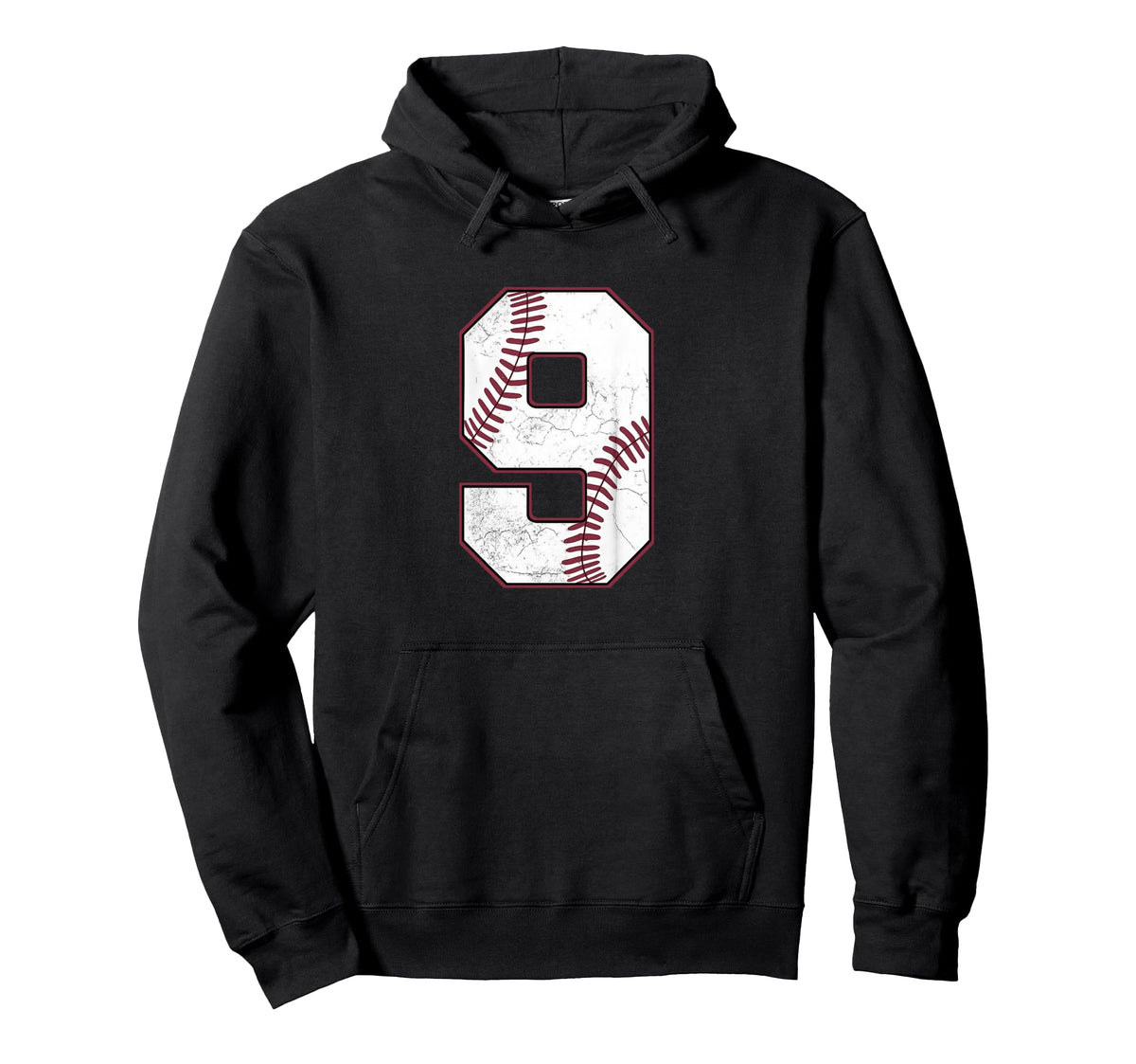 Distressed Baseball Jersey Number 9 Hoodie - Custom Art Print for Adults