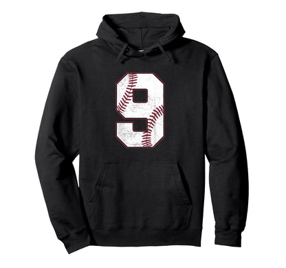 Distressed Baseball Jersey Number 9 Hoodie - Custom Art Print for Adults