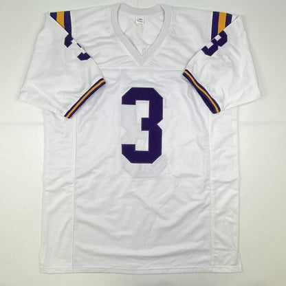 Autographed/Signed Odell Beckham Jr. LSU White College Football Jersey JSA COA