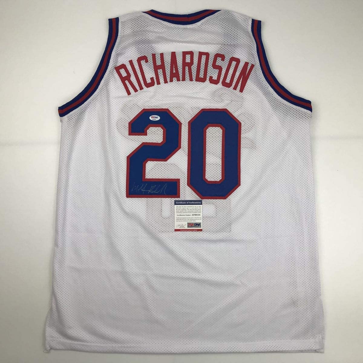 Autographed/Signed Micheal Ray Richardson New York White Basketball Jersey PSA/DNA COA