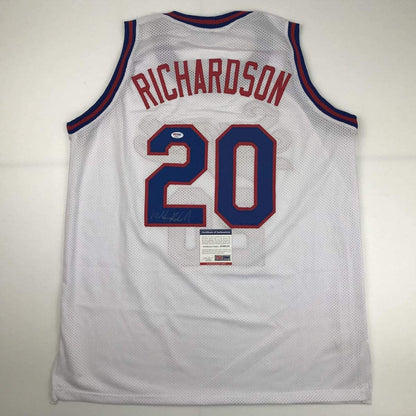 Autographed/Signed Micheal Ray Richardson New York White Basketball Jersey PSA/DNA COA