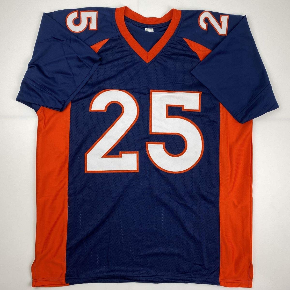 Autographed/Signed Chris Harris Jr. Denver Blue Football Jersey Beckett BAS COA