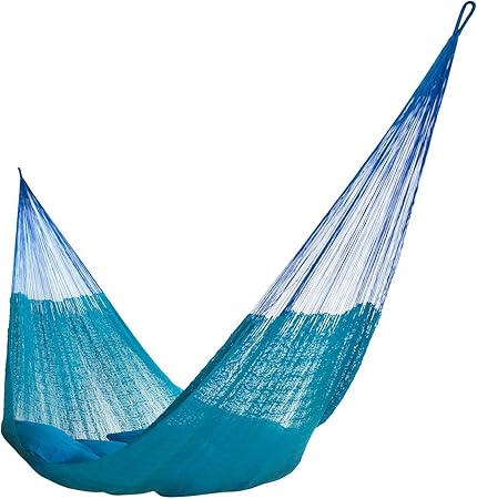 Hammocks Rada Mayan-Made Matrimonial Yucatan Hammock - Two Person Hammock - Artisan Crafted in Central America - Fits 12.5 to 13 Feet Hammock Stand - Up to 550 Pounds, Sky Blue - Hanging Bed