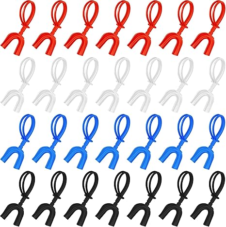 Kanayu 30 Pcs Strapped Mouth Guard No Boil Mouth Guard Soft Sports Mouthguard with Strap Mouth Protector for Adult Youth Boxing Basketball Hockey Lacrosse Wrestling Rugby