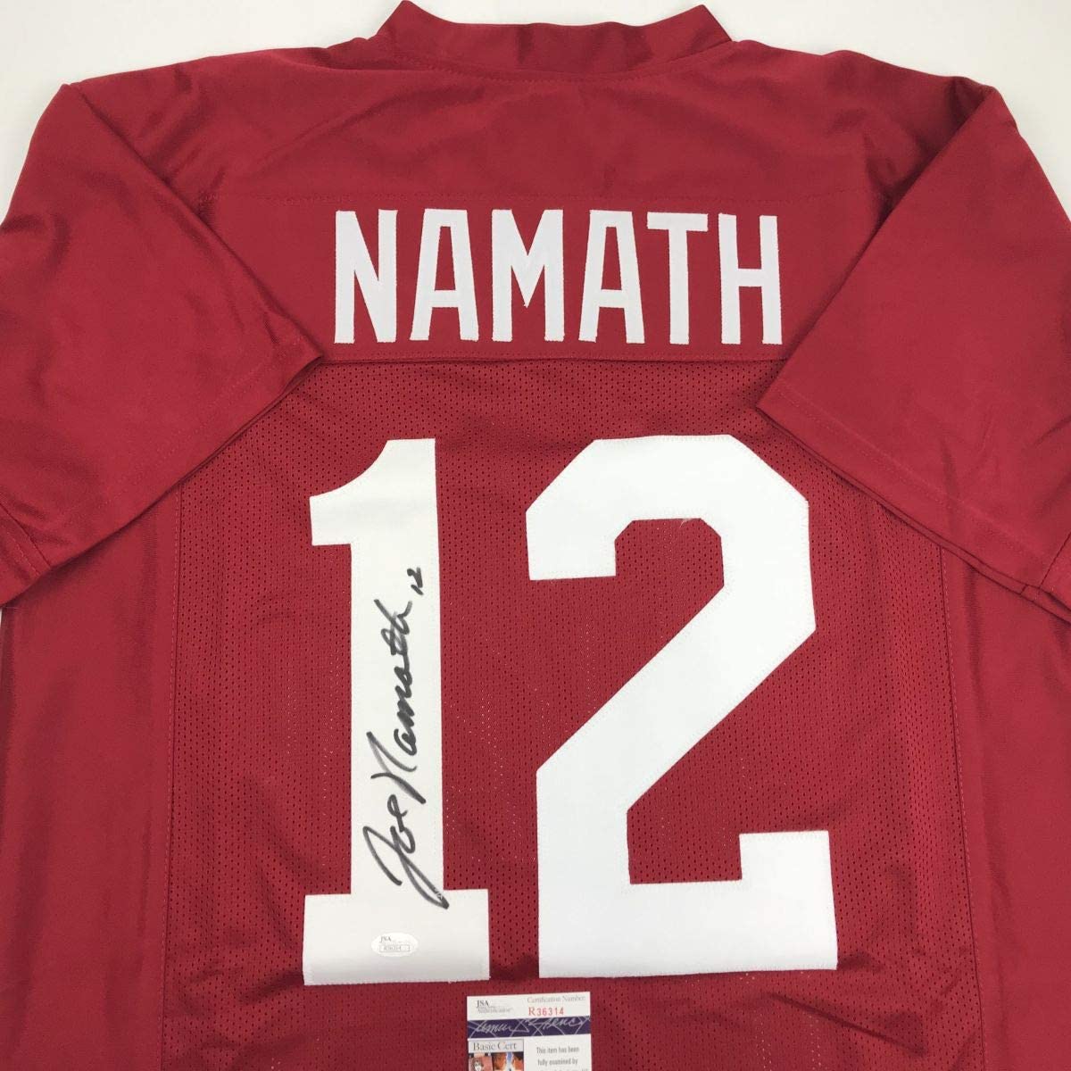 Autographed/Signed Joe Namath Alabama Red College Football Jersey JSA COA