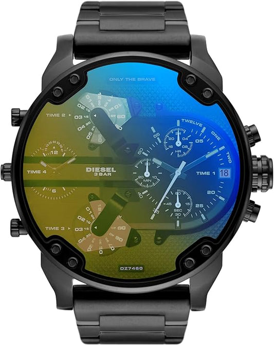 Diesel Mr. Daddy 2.0 Stainless Steel Chronograph Men's Watch, Color: Black Iridescent (Model: DZ7460)
