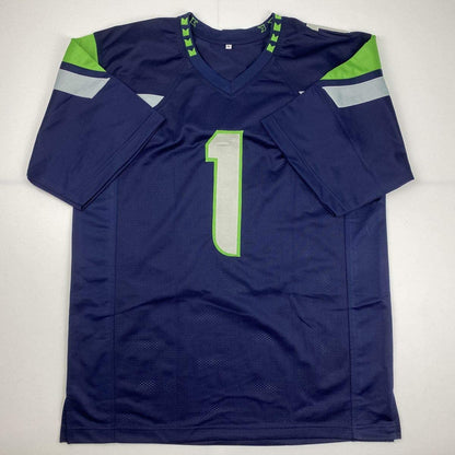 Autographed/Signed Coach Pete Carroll Seattle Blue Football Jersey Beckett BAS COA