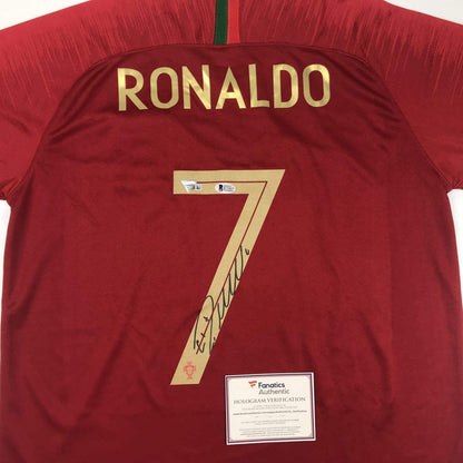 Autographed/Signed Cristiano Ronaldo Portugal Red World Cup Soccer Futbol Jersey Fanatics COA