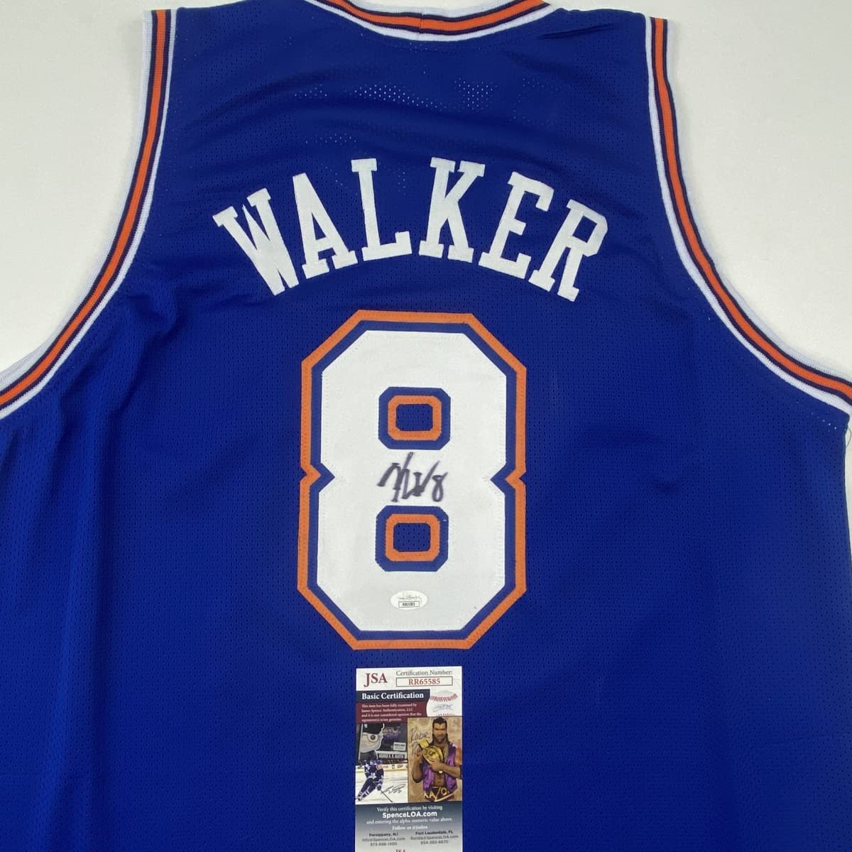 Autographed/Signed Kemba Walker New York Blue Basketball Jersey JSA COA