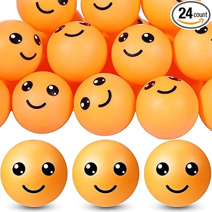 24 Pcs Novelty Table Tennis Balls Bulk Cute Emotion Face Table Tennis Balls Accessories for Game Fun Birthday Gift Party Decorations