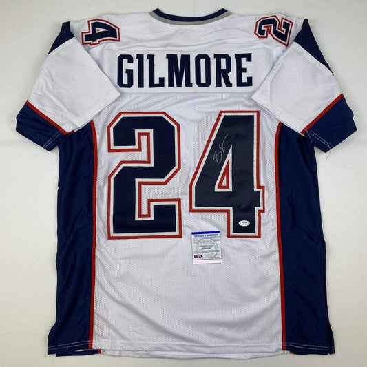 Autographed/Signed Stephon Gilmore New England White Football Jersey PSA/DNA COA