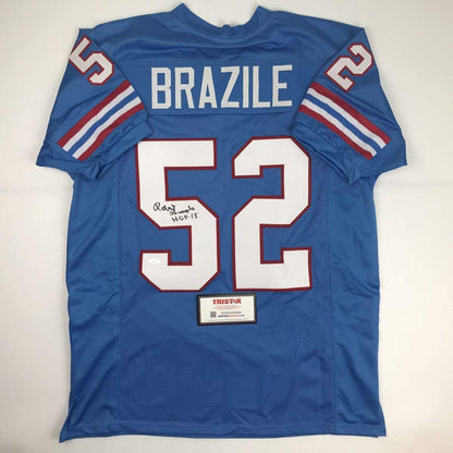 Autographed/Signed Robert Brazile HOF 18 Houston Powder Blue Football Jersey Tristar COA
