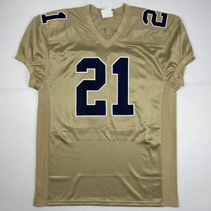 Autographed/Signed Calvin Johnson Georgia Tech Gold College Football Jersey Beckett BAS COA