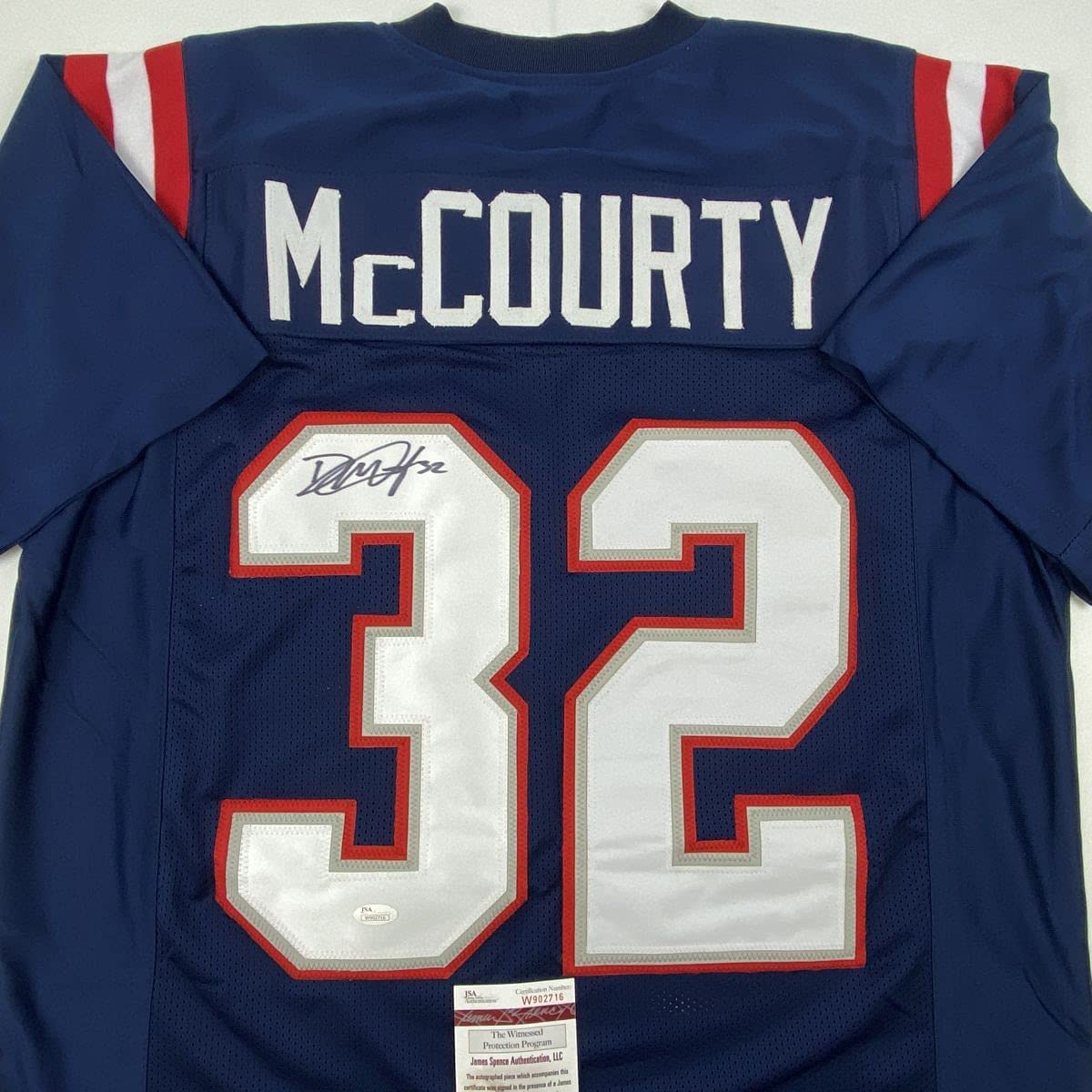 Autographed/Signed Devin McCourty New England Blue Football Jersey JSA COA