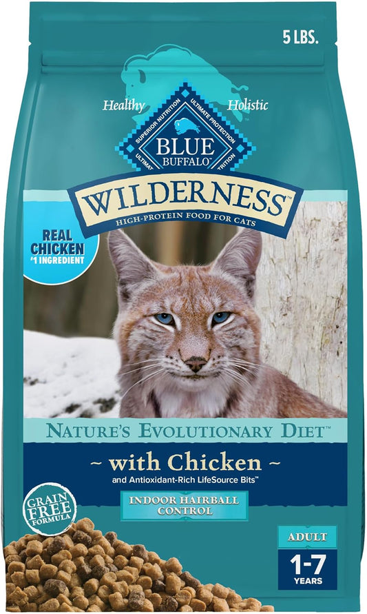 Blue Buffalo Wilderness Adult Indoor Hairball Control Dry Cat Food (5lb)