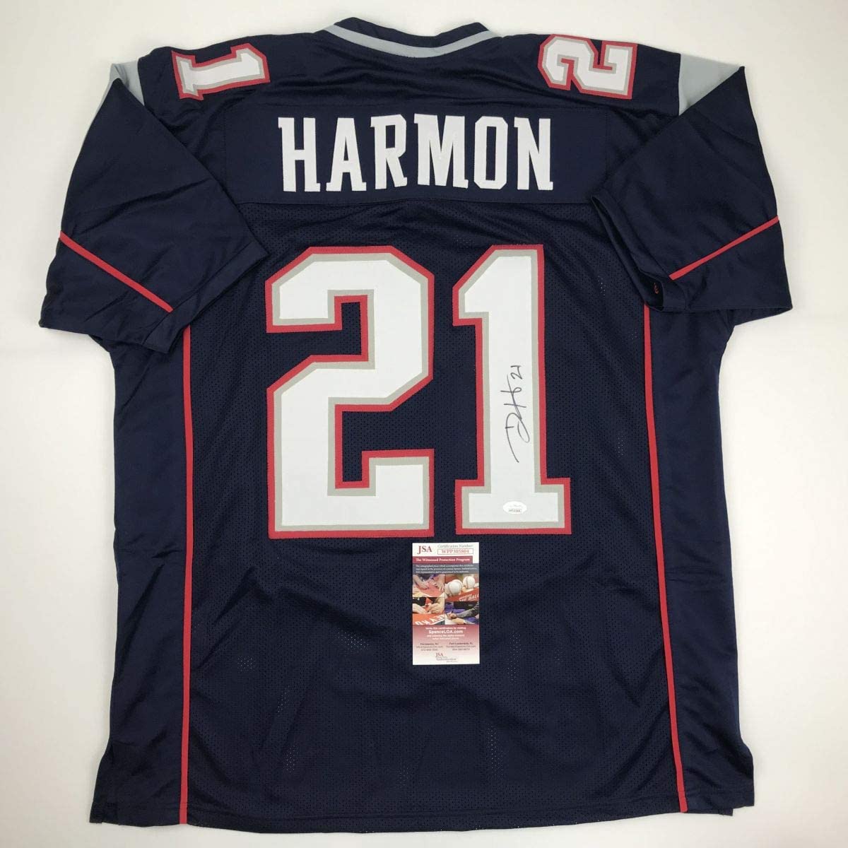 Autographed/Signed Duron Harmon New England Blue Football Jersey JSA COA