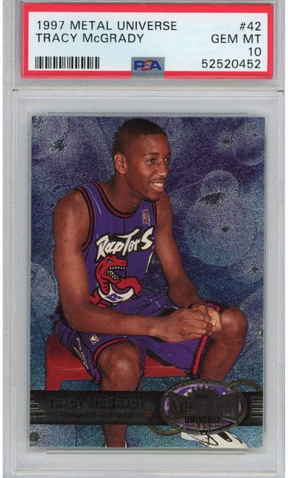 Graded 1997-98 Skybox Metal Universe Tracy McGrady #42 Rookie RC Basketball Card PSA 10 Gem Mint