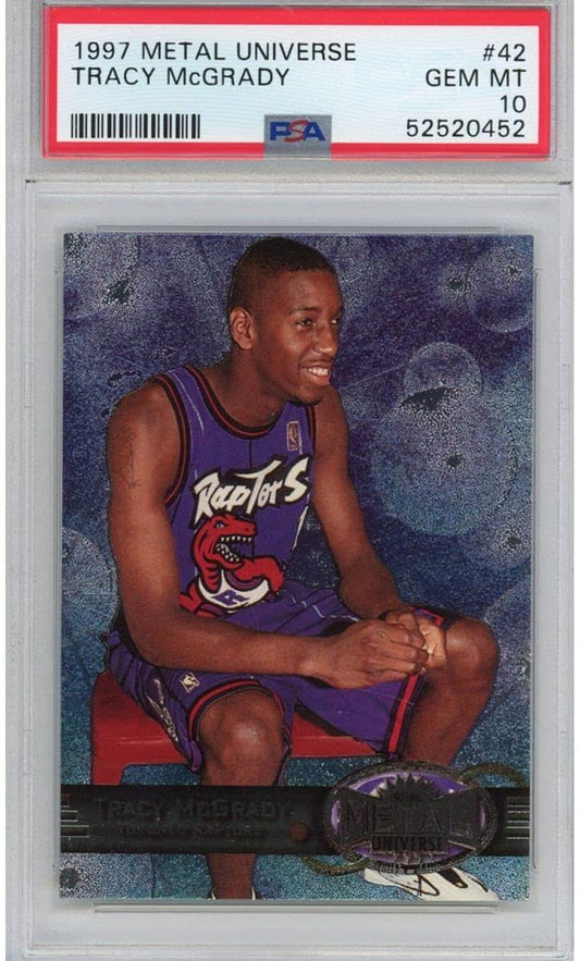 Graded 1997-98 Skybox Metal Universe Tracy McGrady #42 Rookie RC Basketball Card PSA 10 Gem Mint