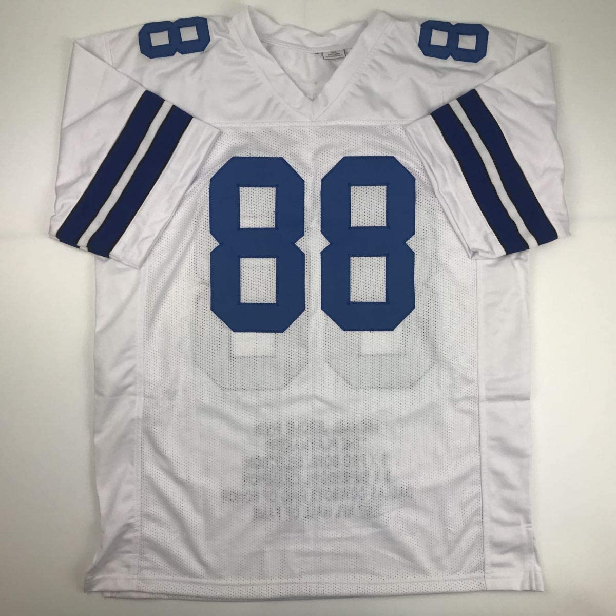 Autographed/Signed Michael Irvin Dallas White Stat Football Jersey JSA COA